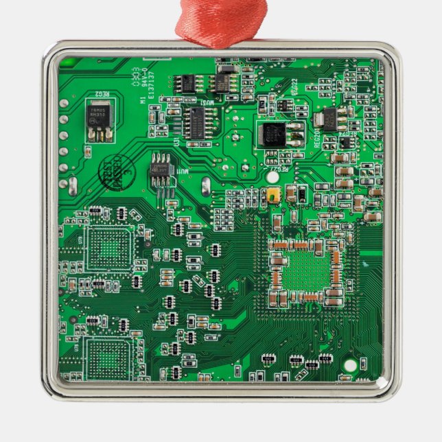 Ornamento De Metal Placa de Circuito de Geeks de Computador Verde (Frente)
