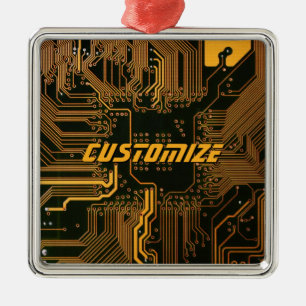 Ornamento De Metal Placa de Circuito PCB Laranja Cibernética Personal