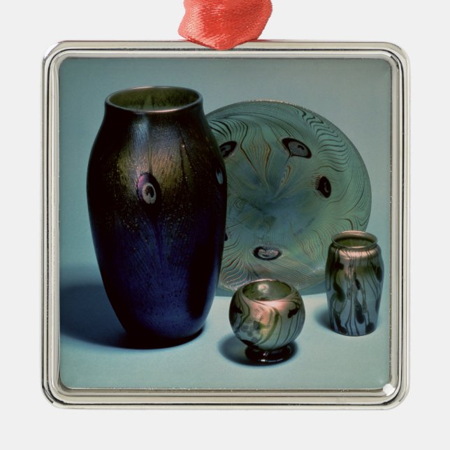 Ornamento De Metal Placa e vasos favrile de Tiffany (Frente)