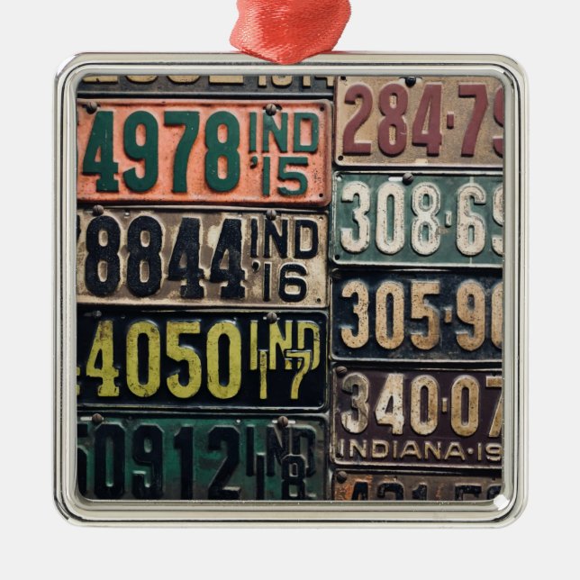 Ornamento De Metal Placas de Licença Vintage (Frente)