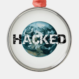 Ornamento De Metal Planeta Hackeado Terra