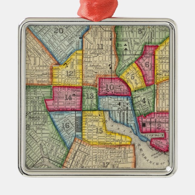 Ornamento De Metal Plano De Baltimore (Frente)