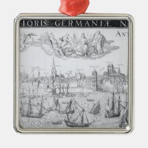 Ornamento De Metal Plano de cidade de Antuérpia, 1549