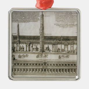 Ornamento De Metal Plano do circo Maximus, Roma, gravada pelo