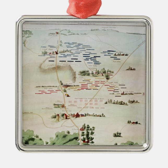 Ornamento De Metal Plano e ideia da batalha de Waterloo (Frente)