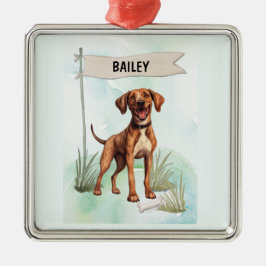 Ornamento De Metal Plott Watercolor Personalized Dog