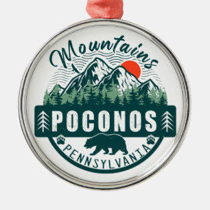 Ornamento De Metal Poconos Montanhas Pensilvânia Bear Hiking Sunset