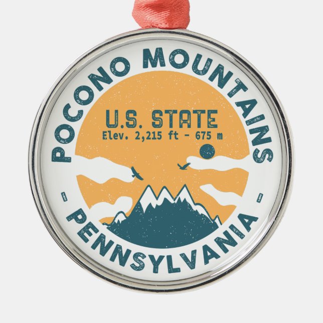 Ornamento De Metal Poconos Montanhas Pensilvânia Bear Hiking Sunset (Frente)