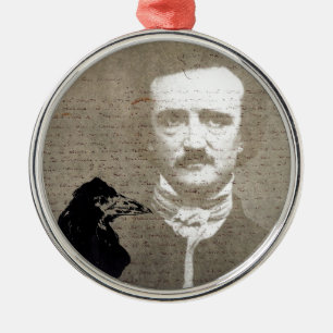 Ornamento De Metal Poe E Raven Grunge Digital Art