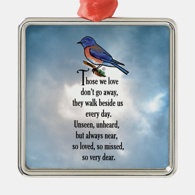Ornamento De Metal Poema "assim amado" do Bluebird (Frente)