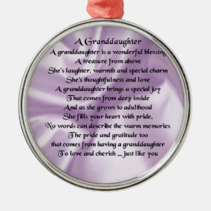 Ornamento De Metal Poema da neta lilac