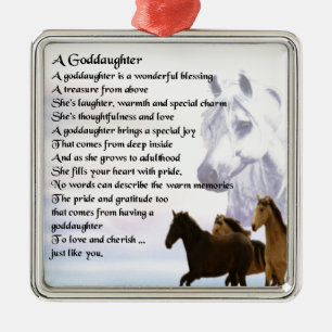 Ornamento De Metal Poema do Goddaughter - design dos cavalos