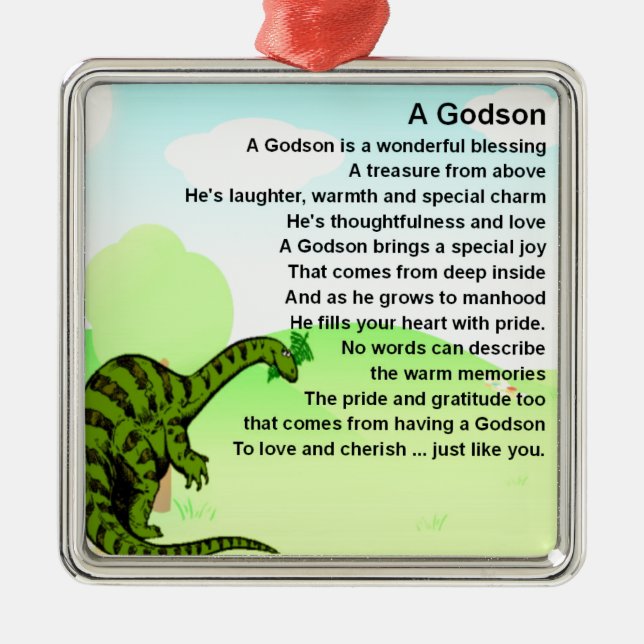 Ornamento De Metal Poema do Godson - design do dinossauro (Frente)