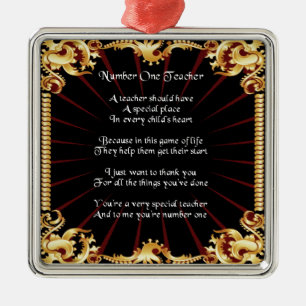 Ornamento De Metal Poema do professor -   design preto