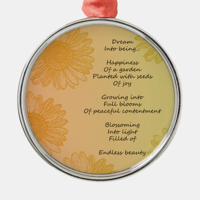 Ornamento De Metal Poema Sonho (Frente)
