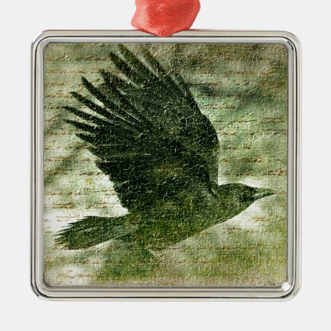 Ornamento De Metal Poe's Grunge Raven (Frente)
