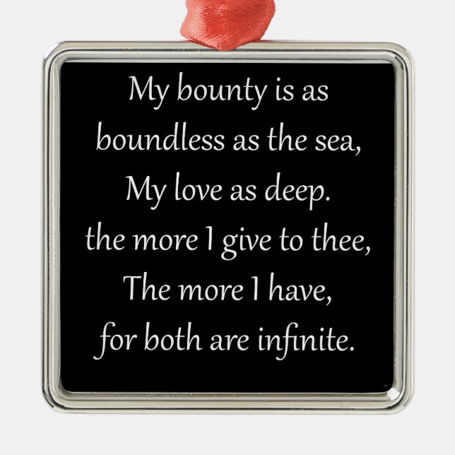 Ornamento De Metal Poesia do amor de Romeo & de Juliet (Frente)