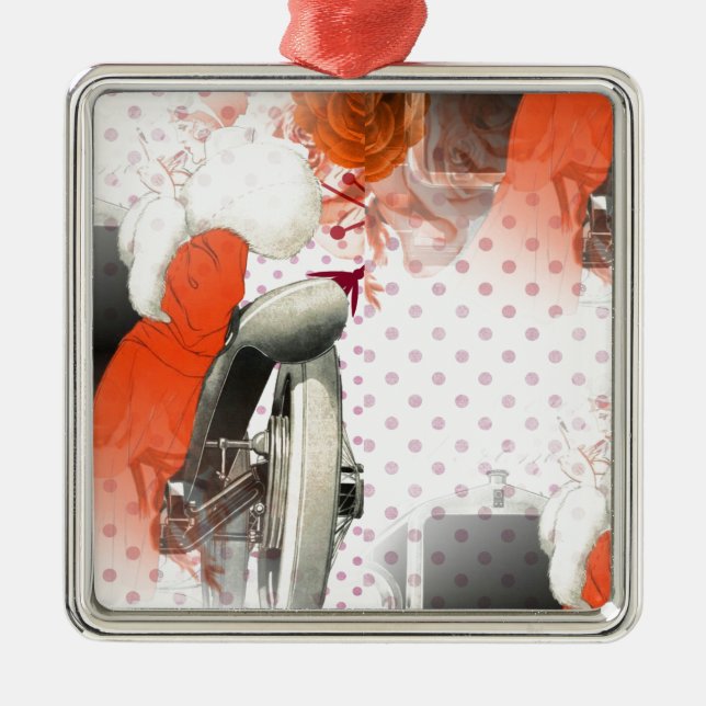 Ornamento De Metal polkadots flapper (Frente)