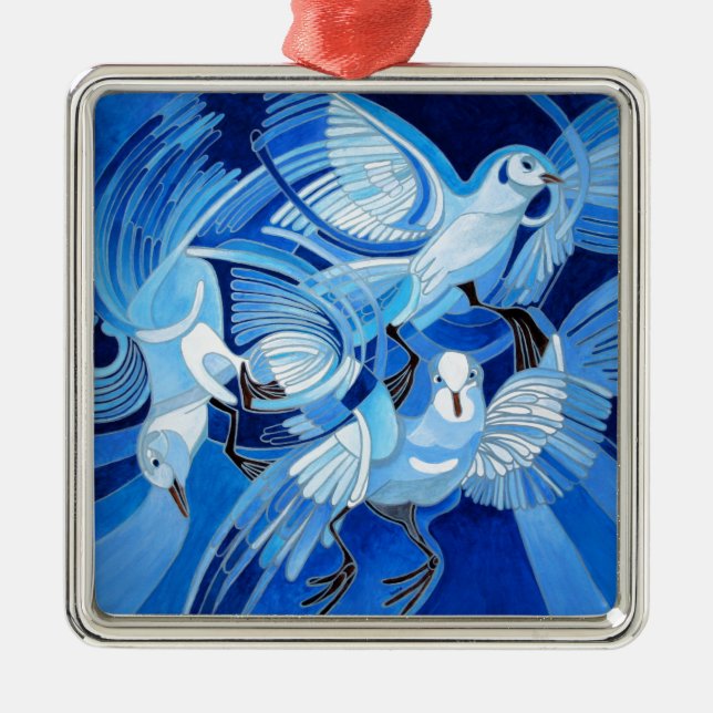 Ornamento De Metal Pombos-dorminhoca de azul-ceruliano (Frente)
