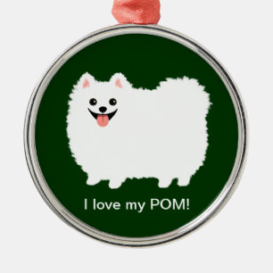 Ornamento De Metal Pomerano Branco-Cinto Fluffy Pommy Custom
