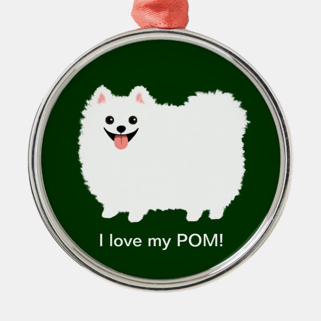 Ornamento De Metal Pomerano Branco-Cinto | Fluffy Pommy Custom (Frente)