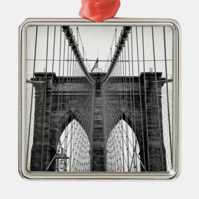 Ornamento De Metal Ponte Black White Brooklyn Nova York (Frente)