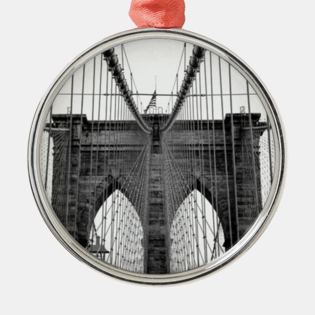 Ornamento De Metal Ponte Black White Brooklyn Nova York (Frente)