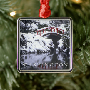 Ornamento De Metal Ponte da Lua e Lagoa no Inverno Seattle, Washing