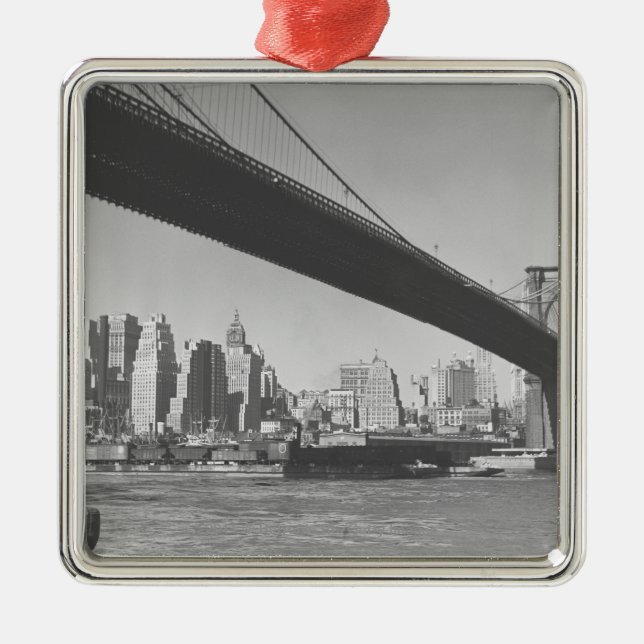 Ornamento De Metal Ponte de Brooklyn e skyline New York de Manhattan (Frente)