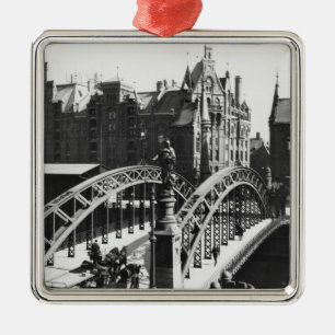 Ornamento De Metal Ponte no Speicherstadt Hamburgo, c.1910