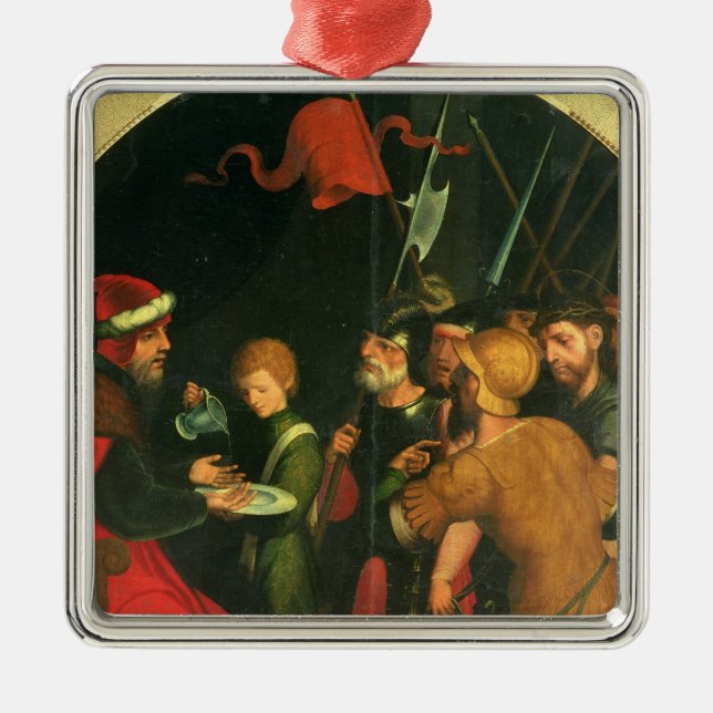 Ornamento De Metal Pontius Pilate que lava suas mãos (Frente)