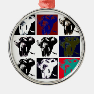 Ornamento De Metal Pop Art Elephants