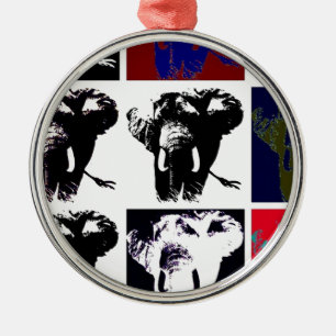 Ornamento De Metal Pop Art Elephants