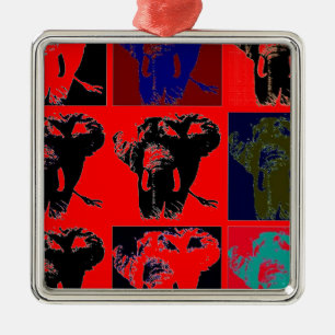 Ornamento De Metal Pop Art Elephants
