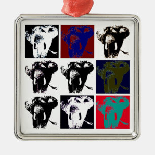 Ornamento De Metal Pop Art Elephants