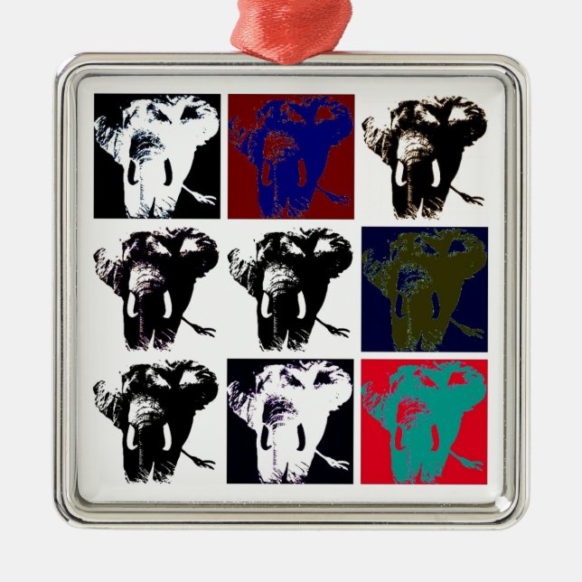 Ornamento De Metal Pop Art Elephants (Frente)