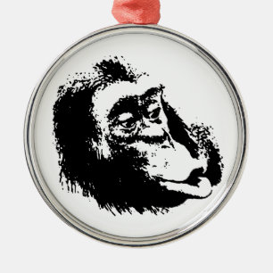 Ornamento De Metal Pop Art Funny Chimpanzé