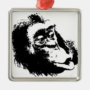 Ornamento De Metal Pop Art Funny Chimpanzé