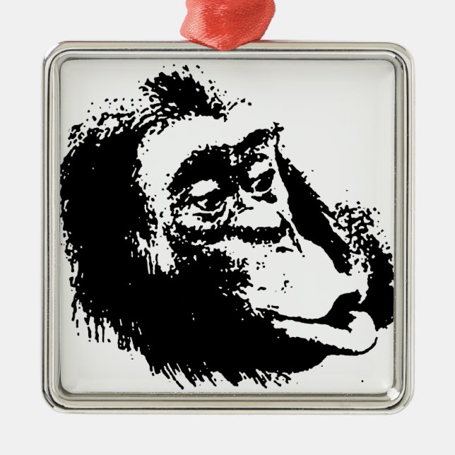 Ornamento De Metal Pop Art Funny Chimpanzé (Frente)