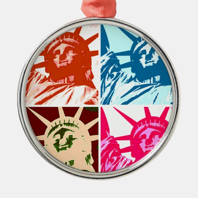 Ornamento De Metal Pop Art Lady Liberty (Frente)