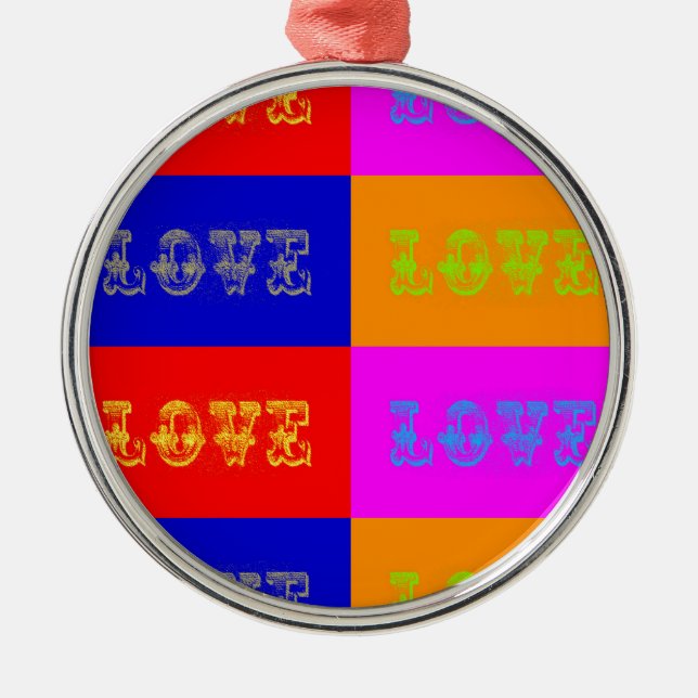 Ornamento De Metal Pop Art Love (Frente)