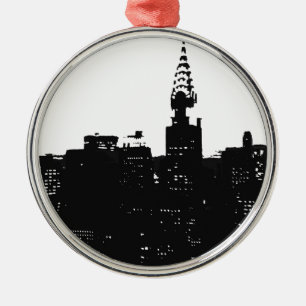 Ornamento De Metal Pop Art New York Silhouette