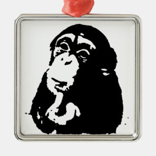 Ornamento De Metal Pop Art Pensando Chimpanzé