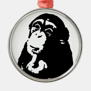 Ornamento De Metal Pop Art Pensando Chimpanzé