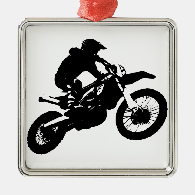 Ornamento De Metal Pop de Arte Branca Negra Motocross Motorcyesporte (Frente)