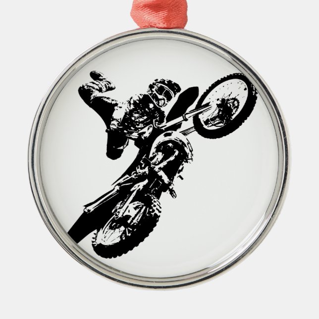 Ornamento De Metal Pop de Arte Branca Negra Motocross Motorcyesporte (Frente)