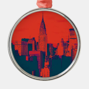 Ornamento De Metal Pop de Nova Iorque de Estilo Retro Vermelho Pontil