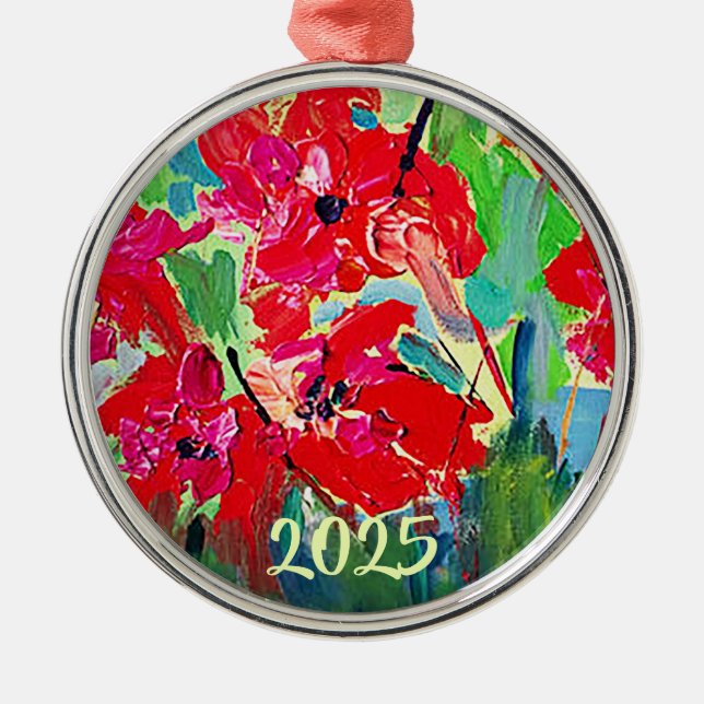 Ornamento De Metal Poppies Year (Frente)