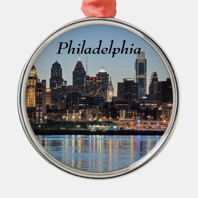 Ornamento De Metal Por do sol de Philly (Frente)