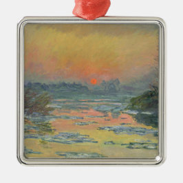 Ornamento De Metal Pôr do sol do rio Sena no inverno (Claude Monet)